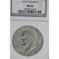 1972 S Silver Eisenhower dollar graded MS 66 NGC