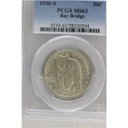1936 S Bay Bridge Commemorative Silver Half Dollar