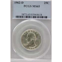 1962 D Washington Silver Quarter MS65