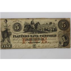 $5 South Carolina Planters Bank of Fairfield