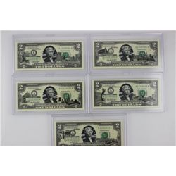 State Colorized Two Dollar Bill Collection