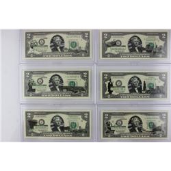 State Colorized Two Dollar Bill Collection