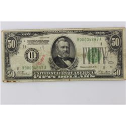 Series 1928 $50 Federal Reserve Note