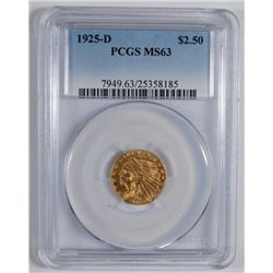 1925-D $2.5 GOLD INDIAN PCGS MS-63