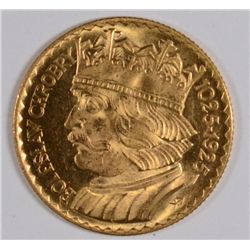 1925 POLAND GOLD 10 ZLOTYCH GEM MS-66