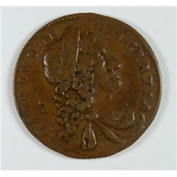 1683 IRELAND 1.2 PENNY CHARLES II ATTRACTIVE CHOCOLATE BROWN VF