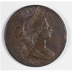 1802 LARGE CENT SHELDON 230 AU/BU SCRATCH OBVERSE BUT STUNNING DETAILS