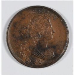 1804 HALF CENT COHEN 13 PLAIN 4 STEMLESS AU-58 ATTRACTIVE SURFACES