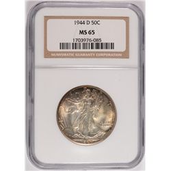 1944-D WALKING LIBERTY HALF DOLLAR NGC MS-65 ATTRACTIVE TONING HIGH END COIN