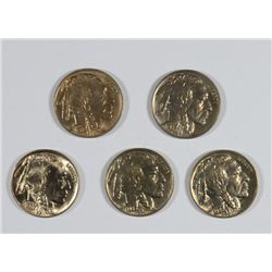 5 BUFFALO NICKELS CH BU 1935, 36, (2) 37-D, 38-D