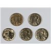 5 BUFFALO NICKELS CH BU 1935, 36, (2) 37-D, 38-D
