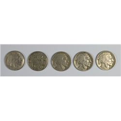5 S MINT BUFFALO NICKELS 18-S VG, 19-S G/VG, 20-S G/VG, 30-S XF, 31-S XF