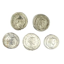 LOT OF 5 SILVER ANCIENTS UNATTRIBUTED SOME HIGH GRADE