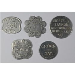 5 KENTUCKY FANCY ALUMINUM "GOOD FOR" TOKENS CIRCA 1930'S