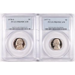 1977-S & 1978-S JEFFERSON NICKELS PCGS PR69 DCAM
