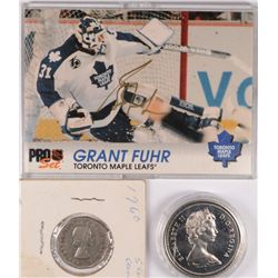 1973 CANADA DOLLAR PRINCE EDWARD ISLAND, 1960 CANADA NICKEL AND GRANT FUHR