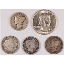 (5) Misc Coins (97-10c, 12-10c, 16-S-10c, 30-S-10c, 37-25c) Avg Circ
