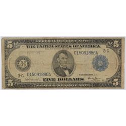 1914 $5 Federal Reserve Note VG