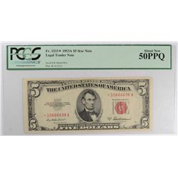 1953 $5 Federal Reserve Note (Red Seal) (STAR) PCGS 50PPQ
