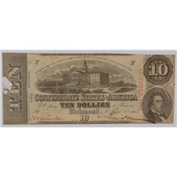 1863 $10 Confederate States Of America