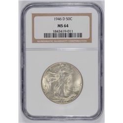 1946-D Walking Liberty Half Dollar NGC MS-64