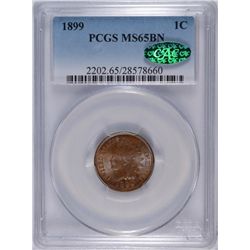 1899 Indian Head Cent PCGS MS-65 BN W/CAC P.Q.