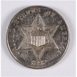 1867 Three Cent Silver MS-63 VERY RARE