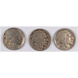 (3) 1919 Buffalo Nickels Avg Circ