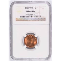 1909 VDB Lincoln Cent NGC MS-64 RED