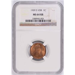 1909-S VDB Lincoln Cent NGC MS-64 RB