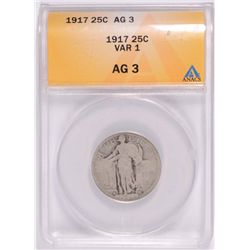1917 I Standing Liberty Quarter ANACS AG-3