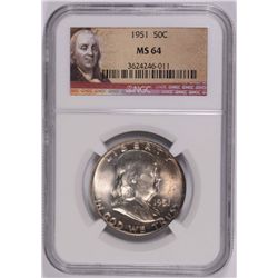 1951 Franklin Half Dollar NGC MS64