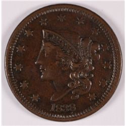 1838 Large Cent, XF Nice Color