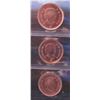 Image 1 : Cent 2005, 2011 Non Magnetic, 2012 Non Magnetic, all CCCS MS-66 Red. Lot of 3 coins.
