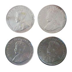 5 cents lot; 1931 Die Break in GEORGIVS, 1933 Die Break in GEORG, 1934 Die Break in GEOR and 1934 Di