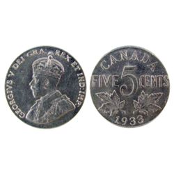 5 cents 1933 CCCS MS-64.  Rare for grade, lustrous issue with 8 beads visible.