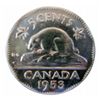 Image 2 : 5 cents 1953 No Shoulder Fold, Far Leaf, Missing Chrome CCCS MS-60.