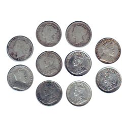 10 cents 1886 Small 6 Obv 5, 1898 Obv 6 G-4 (2), 1910 VG-8, 1910 F-12, 1919 F-12, 1928 EF-40, 1929 E