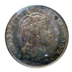 10 cents 1902H ICCS MS-64. Purple and Gold toning with great underlying lustre.