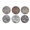 Image 1 : 25 cents 1918 VG-8, 1919 F-15, 1936 VG-8 Cleaned, 1940 AU-50, 1946 VF-20 & 1950 EF-40, Lot of 6 coin