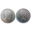 Image 1 : 25 cents 1973 Struck through x 2 in EF-40. Both coins have most beads missing on obverse due to bein