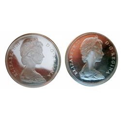 Silver dollar 1965 ICCS PL-65; Small Beads, Pointed 5, Heavy Cameo & 1966 ICCS PL-64;Large Beads, He
