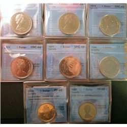 Dollar 1968 CCCS UNC-64(2), 1972 CCCS UNC-66, 1974 CCCS UNC-66 Winnipeg Centennial, 1977 CCCS UNC-66