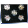 Image 1 : Great Britain; Set of 5 x 1 Pound Proof in original case with COA from Britiah Mint, 2003, 2004, 200