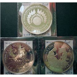 Nicaragua; 100 Cordobas 1975 Sterling Silver US Bicentennial KM #35 BU & Proof, 100 Cordobas 1975 St