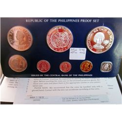 Philippines; 1979 Proof Set minted by Franklin Mint, 8 coins 25 & 50 Piso are silver. With case, sle