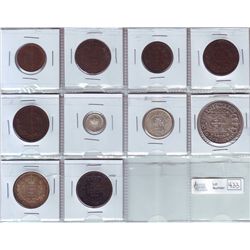 Portugal; 3 Reis 1875 KM#517 UNC, 5 Reis 1797 KM#305 F, 10 Reis 1884 KM#526 VF+, 20 Reis 1883 KM#527