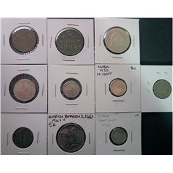 Serbia; 2 Para 1904 VG-8, 10 Para 1883 F-12, 2 Dinar 1912 EF-40, German West Africa 20 Heller 1916 F