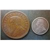 Image 1 : South Africa; 1 Penny 1894 in VF+ and 6 Pence 1893 in VF+. Lot of 2 coins.
