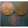 Image 1 : Sweden; 1845 2/3 skilling, 1882 and 1922 5 ore.  Three coins VF-EF.